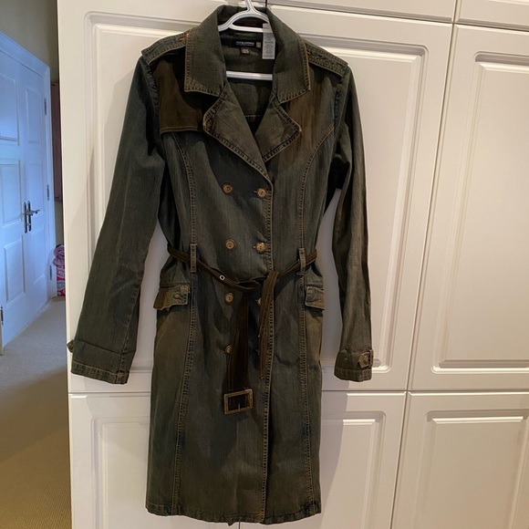 Golding London Black Wash Denim Trench Size 12US - Picture 1 of 6